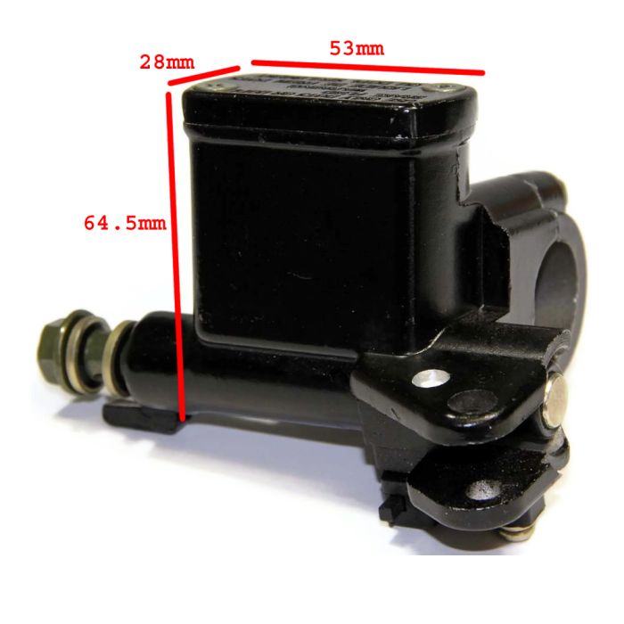 Brake Master Cylinder - Moped Left, w/brake switch wire (Wide style, Black, with 10mm thread mirror holder, 10mm brake hose)
