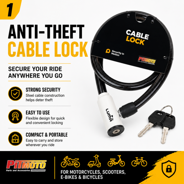 48" Anti-Theft Cable Lock for Scooter, Motorcycle, E-Bike & Bicycle