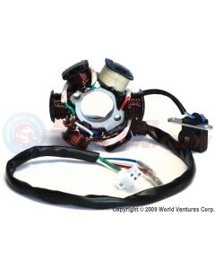 Stator Magneto - /Magneto 6 Coil Male Plug 3 wires, plus 2 loose wires - GY6 125cc/150cc Scooter, ATV & Go-Kart