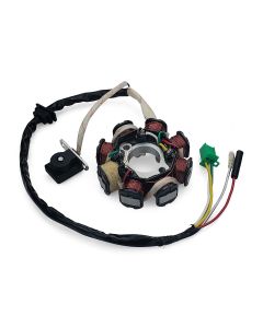 Stator/Magneto 8 Coil Male Plug 3 wires, plus 2 loose wires - GY6, 125/150cc