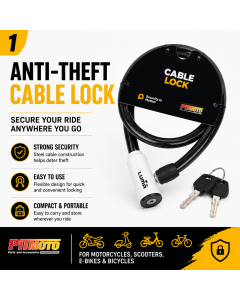 48" Anti-Theft Cable Lock for Scooter, Motorcycle, E-Bike & Bicycle