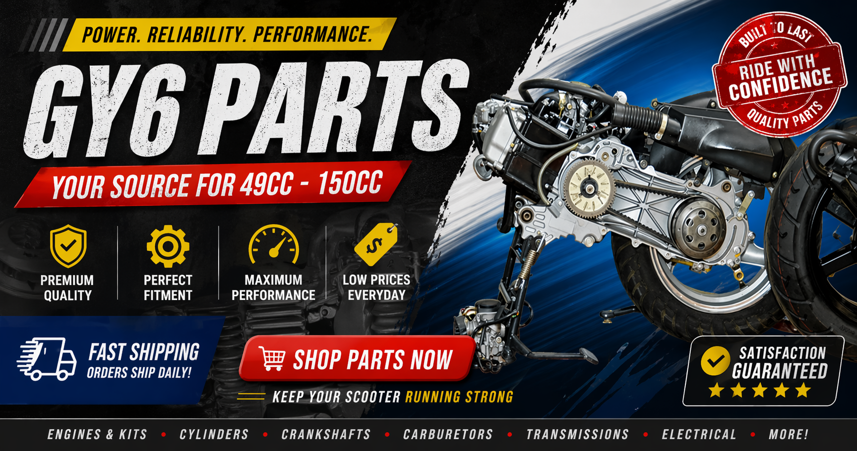 GY6 49cc and 150cc Scooter Parts